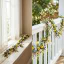 6FT Spring Flower Garland for Mantle, Wildflower Daisy Garland - Silk Floral Easter Garland for Wall Fireplace Bedroom Party Arch Table Centerpiece Home Indoor Outdoor Decor
