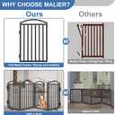 Malier Metal Freestanding Dog Gates with Door, 36'' Height Outdoor Indoor Dog Fences, Extra Wide Foldable Puppy Gate for Stairs (Black, 6 Panels with Door 120''W 36''H)