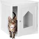 Litter Box Enclosure Cat Litter Box Furniture Hidden Litter Box Furniture Indoor Box Cabinet Cat House Side Table Nightstand (White)