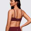 CRZ YOGA Butterluxe Square Neck Spaghetti Strap Sports Bras for Women - Low Coverage Yoga Wireless Padded Cami Crop Top (M)