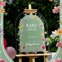 Yousoontic 24" x 18" Acrylic Baby Shower Welcome Sign Baby in Bloom Wildflowers Welcome Sign Large Wildflowers Display Stand Decoration for Garden Ceremony Lawn Outdoor Indoor (Not Include a Stand), 18.11 inches x 24.02 inches