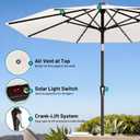 AreShark 9FT Patio Umbrella with Solar Lights, 32 Lighted Pool Umbrella w/Tilt and Crank, Outdoor Market Solar Umbrellas for Garden, Deck, Backyard, Pool and Beach, Cream-White