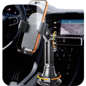 LISEN Upgraded Version Cup Holder Phone Holder 360 Adjustable Long Neck Car Phone Mount Golf Cart Phone Holder, Truck Jeep Accessories for iPhone 17 Air Pro Samsung Google and All 4-7'' Phone