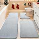 Bathroom Rugs Sets 3 Piece and Bath Mat -Extra Soft Absorbent Quick-Dry Non-Slip Backing - Multi-Use Mat for Laundry GreyE1 Mat - 63 x 20+36x24+20x16 Inch