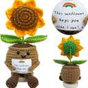 2 x Sunflower Doll Crochet with Card - Positive Appreciation Present for Teachers, Graduation, Mom, Inspirational Gift for Students, Kids,Women,Men, Coworker, Friend,Sister,Christmas, Birthday