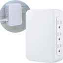 GE Pro 6-Outlet Extender, Surge Protector, Side Access, Wall Tap Adapter, 3-Prong, 1200 Joules, Warranty, UL Listed, White, 10353