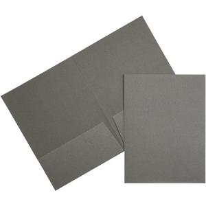 JAM PAPER Two Pocket Textured Linen Presentation Folders - Letter Size Business Folder - Gray - 6/Pack