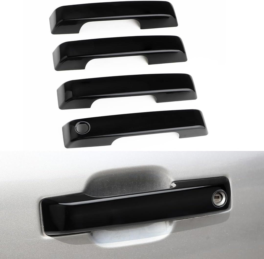 Exterior Door Handle Cover Compatible for Ford F150 2021 2022 2023 2024 Accessories Door Handle Protector Trim (with Key Hole, Glossy Black)