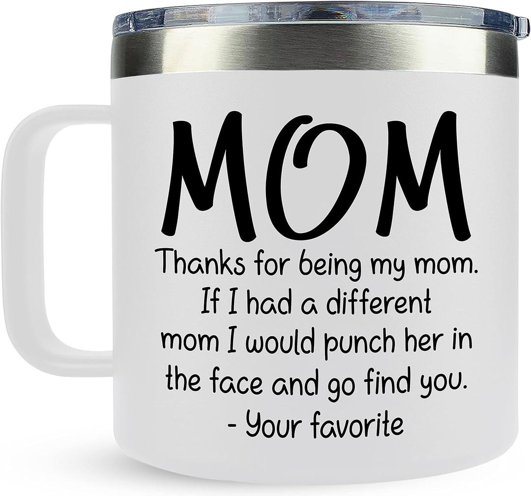 Gifts for Mom from Daughter, Son - Christmas Gifts for Mom, Wife, Women - Moms Birthday Gift Ideas, Cool Birthday gifts for Moms, Mothers - Best mom Mug, 14 OZ Stainless Steel moms Coffee Mug