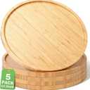 Meanplan 5 Pcs Round Charcuterie Board Bulk Bamboo Round Tray Fall Wooden Serving Platter Wood Serving Tray with Rim for Fruit Bread Salad Pizza Party Decor (13.5 Inch)