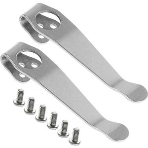 2 Pieces Knife Pocket Back Clip, 3-hole Titanium Alloy Deep Carry Pocket Clip with Screws for Spyderco C81 C10 C11, Stone Wash