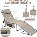 Oversized Extra Wide Tanning Chair with Sun Canopy Face Hole Padded Adjustable Washable, Heavy Duty Layout Folding Lounge Chair for Outside Beach Reading Sunbathing, UPF 50+, XL, Plus Size, 330 LBS