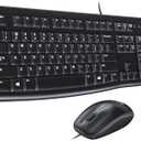 Logitech MK120 Wired Keyboard and Mouse Combo for Windows, Optical Wired Mouse, Full-Size Keyboard, USB Plug-and-Play, Compatible with PC, Laptop - Black
