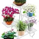 CarolynDesign 6 Tier Plant Stands for Indoors and Outdoors,Flower Pot Holder Shelf for Multi Plants,White Metal Plant Stand for Patio