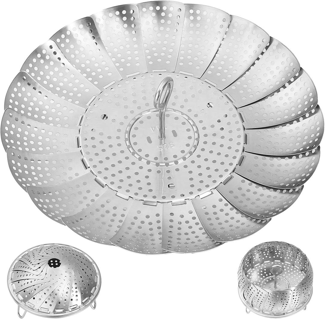 Steamer Basket for Cooking 304 Stainless Steel Entirely Thickened,Collapsible Steamer Insert for Pots, Fits Instant Pot/Skillets (6'' To 10'')