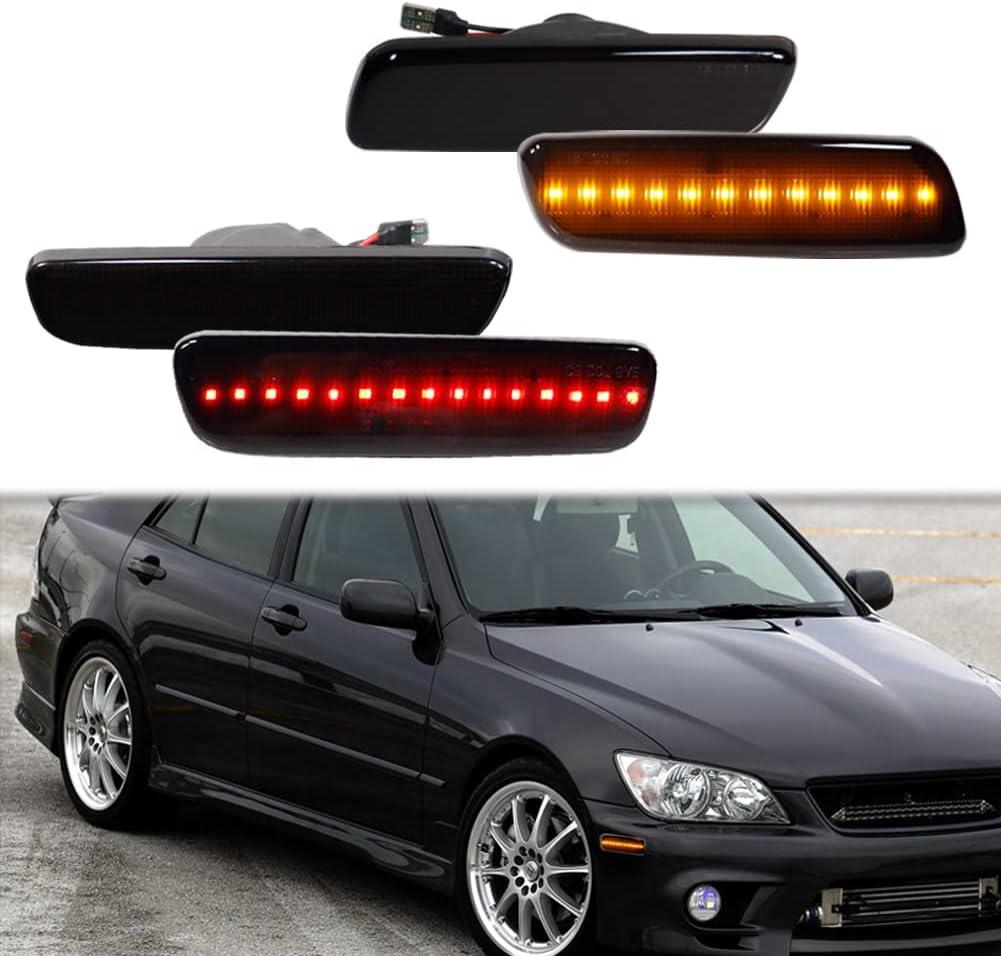 Smoked Lens Amber/Red LED Lamp Compatible With 2000 2001 2002 2003 2004 2005 Lexus IS300 Side Marker Light