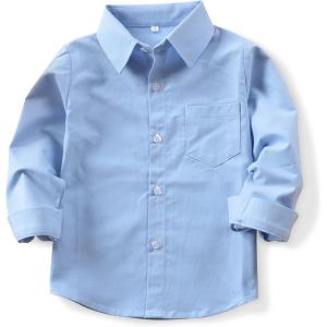 QBK Blue Long Sleeve Button Up Shirt,14-16yrs