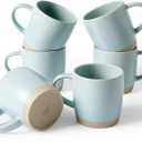 famiware Coffee Mugs Set of 6, Milkyway 13 oz Mug Set, Ceramic Cup Set with Handle for Coffee, Tea, Cocoa, Milk, Light Blue