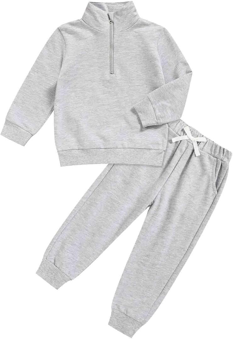 GRNSHTS Toddler Matching Outfits Boy and Girl Fall Clothes Baby Long Sleeve Winter Sweatsuit Sets 2-6Y (3T, Grey)