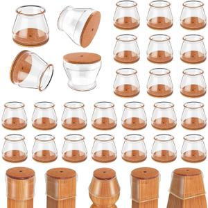 Ansible 24 pcs Chair Leg Floor Protectors, Furniture Felt Pads Silicone Covers caps for Chairs,Chair Leg Protectors for Hardwood Floor (Fit Round Diameter 15/16" to 1-5/16")