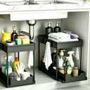 DEKAVA Under Sink Organizer 2 Pack, Bathroom Cabinet Organizer, 2 Tier Sliding Cabinet Basket Organizer Drawer, Multi-Purpose Bath Collection Baskets for Bathroom (Black)