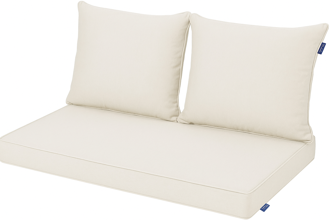 Outdoor Loveseat Cushion Set 46'' x 26'', Outdoor Deep Seat Cushions for Patio Furniture, Water Repellent Outdoor Seat Cushion and Couch Back Cushions for Bench, and Swing (Solid Beige)