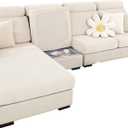 2025 New Wear-Resistant Universal Sofa Cover, Stretch Couch Cushion Slipcovers Replacement, Anti-Slip L Shape Sofa Covers, Chaise Lounge Sofa Slipcover (Weave White,Large Double Seat Cover)