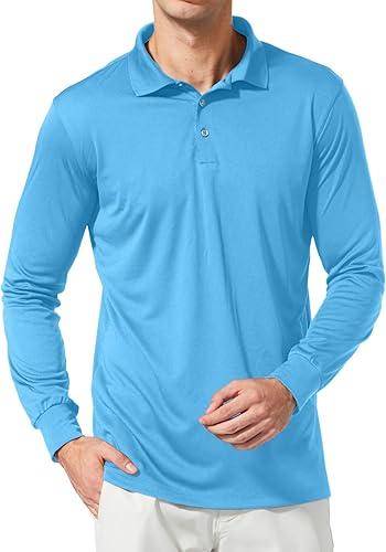baleaf Men's Long Sleeve Golf Shirt Collared Shirts Polo UPF 50+ Lightweight Quick Dry Work Casual Outdoor Size Small