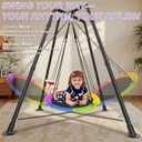 Swing Set with 35'' Saucer Swing, Sensory Swing Set, Metal 32mm Diameter Swing Stand with Saucer Swing, X-Shaped Swing Frame, w/4 Ground Stakes, for Indoor and Outdoor 330LBS (Multicolor)