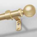 Gold Long Curtain Rods for Windows 66 to 120 Inch, Adjustable Heavy Duty 1" Diameter Decorative Curtain Rod with Gold Round Finials, Modern Easy Install Extendable Metal Drapery Pole Set