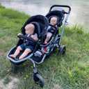 Dream On Me Track Tandem Double Umbrella Stroller in Slate, Lightweight Double Stroller for Infant and Toddler, Multi-Position Reversible & Reclining Seats, Large Storage Basket and Canopy