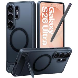 TORRAS Strong Magnetic & Seamless Stand for Samsung Galaxy S26 Ultra Case, Fit for MagSafe, Mil-Grade Drop Protection, Kickstand for Samsung Galaxy S26 Ultra Case, Translucent Back/Black Edge