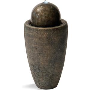 XBrand 25.98" H Brown Round Stone Indoor/Outdoor Modern Sphere Water Fountain w/LED Lights  Ball Bubbling Fountain Dcor for Garden, Patio, or Tabletop