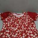 Womens Size Tunic Top Summer Short Sleeve T-Shirt V-neck Button Up Dressy Blouse Casual Pleated Pullover, L
