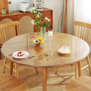 Warmstar Clear Table Protector 2mm Thick, Dia.48 Inch Round Table Cover Protector, Plastic Table Cover, Clear Desk Mat Desk Pad, Desk Protector Mat for Coffee Table, Writing Desk, Dining Room