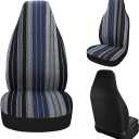 Baja Saddle Blanket Car Seat Covers 7PCS Full Set, Breathable and Washable Striped Woven Automotive Vehicle Seat Cover Universal for Sedan, SUV, Truck, Airbag Compatible