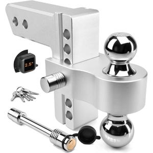 Adjustable Trailer Hitch - Tlvuvmo Aluminum Drop Hitch (Fits 2.5'' Receiver), 6 Inch Drop/Rise, 18,500 LBS GTW Heavy Duty Truck Hitch, (2'' & 2-5/16'') Chrome Plated Steel Balls - Tow Hitch Ball Mount