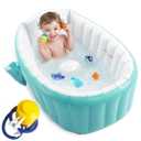 Inflatable Baby Bathtub with Air Pump, Baby Bath Tub Toddler Bathtub, Foldable Shower Basin for Newborn, Portable Travel Bath Tub, Green