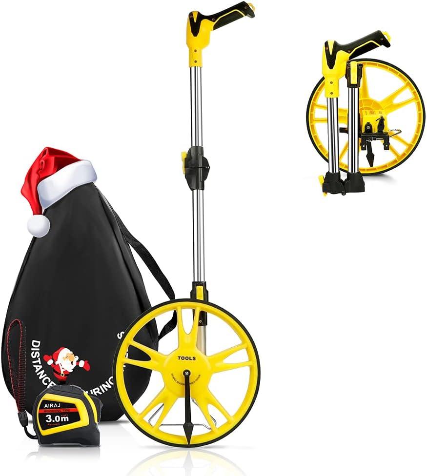 Measuring Wheel in Feet,Portable Three Fold Measures Up To 99999 Ft,Professional Measuring Wheels for Construction,Road,Flat and More Where You Want to Use,with Carrying Bag+Tape Measure