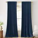 StangH Extra Long Blue Velvet Curtains - Thermal Insulated Curtains for High Ceiling Home Decor Blackout Window Panels for Bedroom, Navy Blue, W52 x L120, 2 Panels