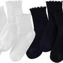 Women's Ruffle Ankle Socks (6-Pairs), Cotton Blend Comfortable Soft & Breathable, Cute Frilly Ankle Socks -Size 5-9