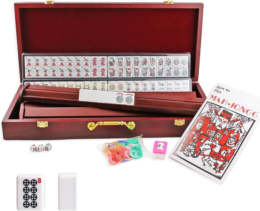 4 Pushers Complete American Mahjong Set in Wooden Case, 166 Tiles(Mah Jong mah Jongg Mahjongg)