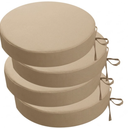 dee-home Outdoor Bistro Chair Cushions Set of 4 Think 15”x15”x 3” | Outdoor Round Seat Cushions with Ties, Waterproof Round Patio Furniture for Garden, Beige