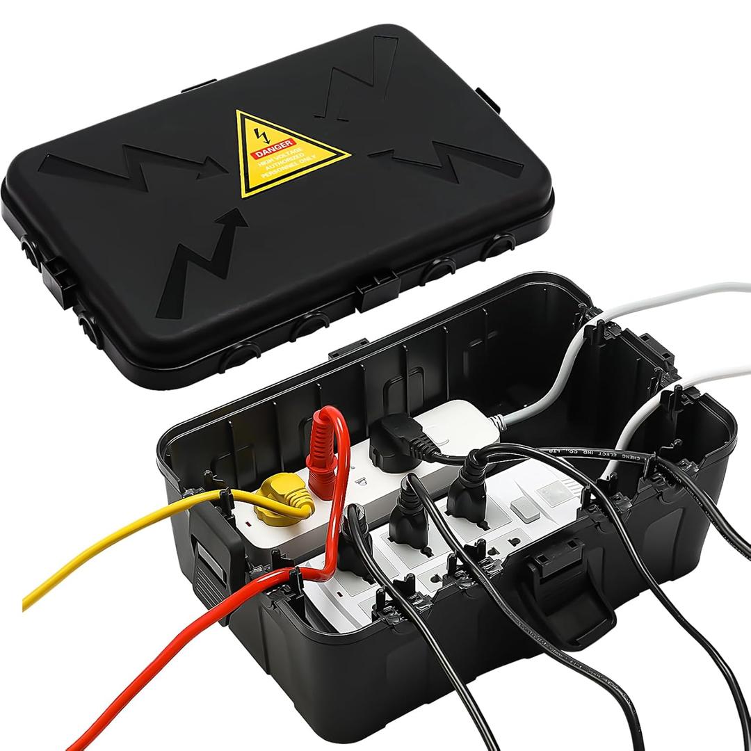 Hrensaw Large Outdoor Electrical Box Waterproof (12.5x8.5x5inch), IP54 Waterproof Outdoor Outlet Covers, Weatherproof Extension Cord Covers Protect Outlet, Plug, Timer, Power Strip, Holiday Light, Black