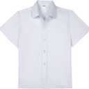 DHTS Boys Short Sleeve Button Down Shirt Summer Solid Kids Boy Dress Shirts Size 18Y
