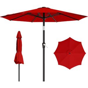 AreShark 9 FT Patio Umbrella for Outdoor, Outdoor Table Umbrella with Push Button Tilt and Crank, Outdoor Patio Umbrellas with 8 Sturdy Ribs for Market, Garden, Pool (Red)