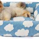 Lesure Cute Dog Bed for Small Dogs - Washable Puppy Beds,Cozy Rectangle Orthopedic Pet Sofa with Jacquard Shaggy Plush & Anti Slip Bottom,25x21x7inches (Cozy Clouds Blue)