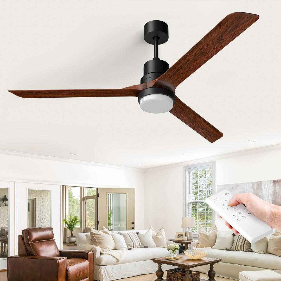 BECLOG Ceiling Fans with Lights Outdoor/Indoor, 60" Ceiling Fan with LED DC Motor Ceiling Fan Modern for Dining Room, Bedroom, Living Room, Patios, Farmhouse (60" Walnut)
