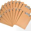 HappyHapi 20 Pack Clipboard 8.5 x 11 Letter Size Clip Boards Bulk, A4 Wooden Hardboard Office Clipboards Pack for Classroom, Work-Meetings, Brown