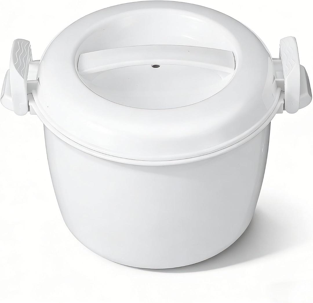 DOITOOL Microwave Rice Cooker 2 Quart, Microwave Steamer for Vegetables, 1.8L Professional Large Micro Cookware for Grains, Pasta & Potatoes - BPA Free, Dishwasher Safe